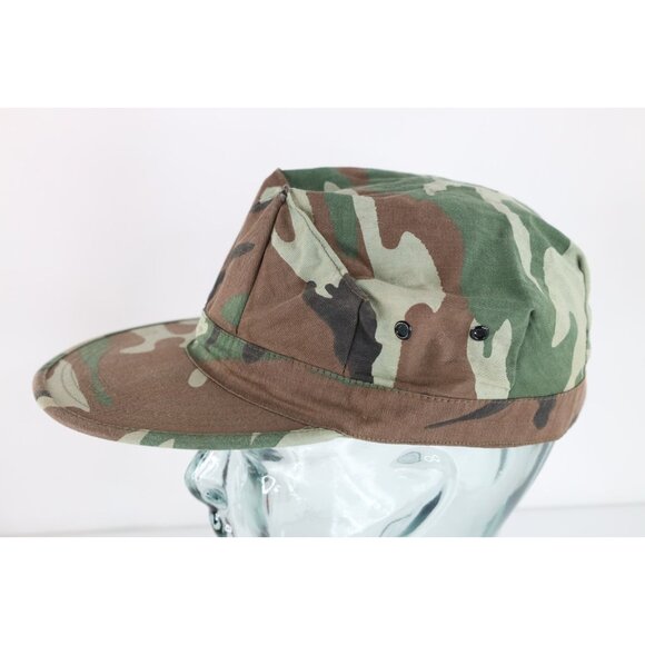 Vintage 60s 70s Streetwear Faded Military Style Camouflage Hat Cap 7 5/8 USA - Picture 4 of 9